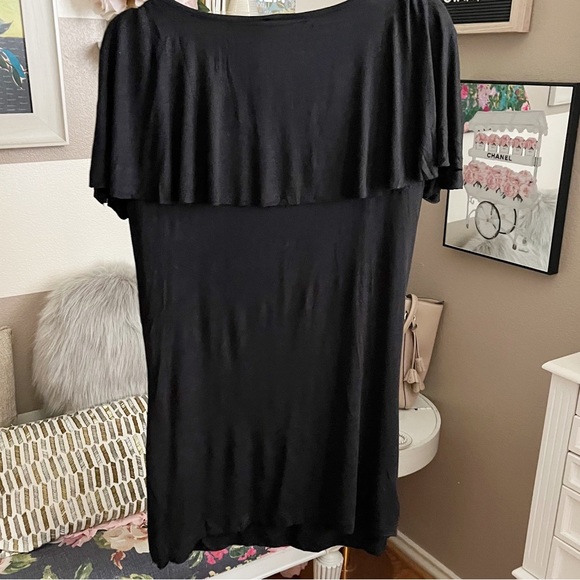 Kische black raw edge cross flap blouse size 3x - Picture 4 of 5